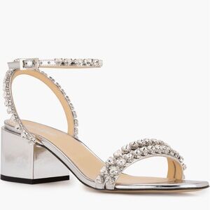 Brand New Mach & Mach metallic crystal ankle strap sandals